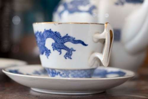 Blue & White Booths Dragon Pattern Demitasse duo
