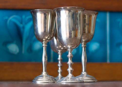 Stunning HALLMARKED pair included - JOB LOT of 4 Silverplate Goblets