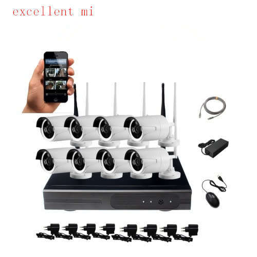 HD 8 Channel 720P Wireless IP Camera CCTV Security Surveillance System NVR KIT