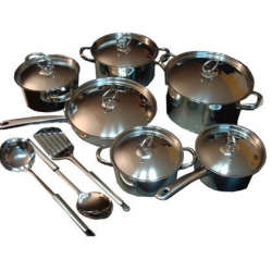 15 Piece Heavy Bottom Stainless Steel Cookware Set