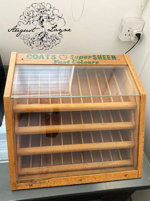 VINTAGE COTTON REEL DISPLAY CABINET