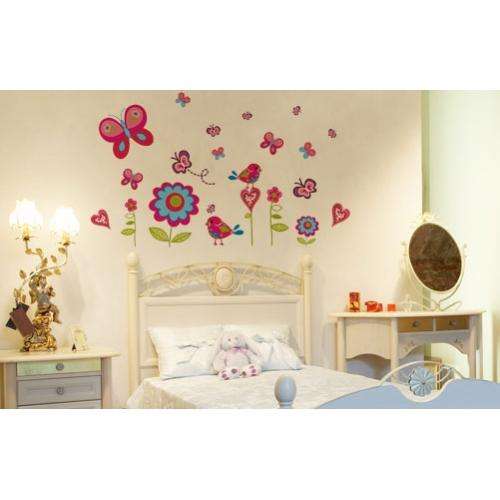 Wall decal- Butterfly garden Vinyl Wall art sticker tattoo for kids room or nursery.