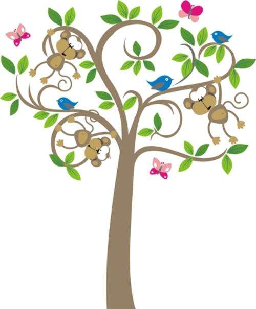 Monkey Tree Wall decal- for kids room or nursery rooms.