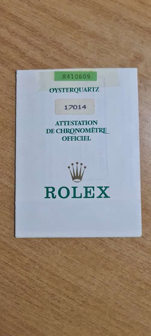 Rolex watch with certificate