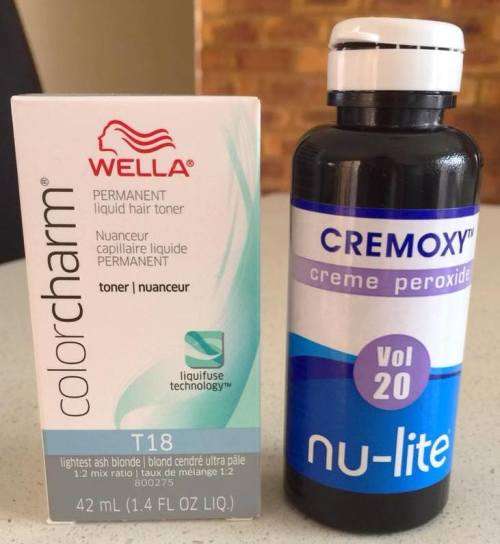 Wella T18 Lightest Ash Blonde Toner and Nu Lite Developer Combo