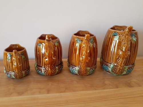 Rare Vintage Set of Honey Glaze Ceramic Squirrel Jugs c.1950`s