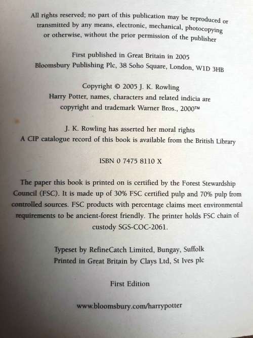 Collector`s First Edition (2005) Harry Potter and the Half-Blood Prince