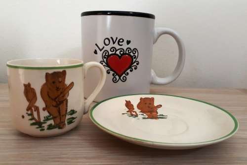 Rare Collectable Vintage Nursery Cricket Bear Cup and Saucer c.1930