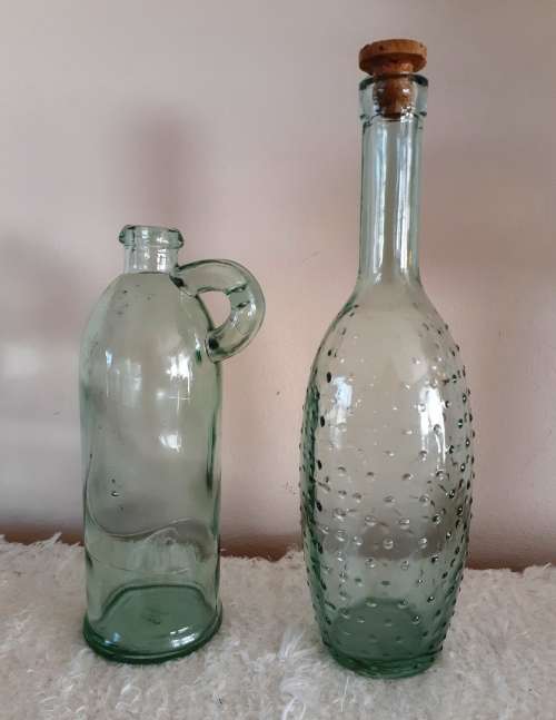 Two Antique Spanish Glass Bottles