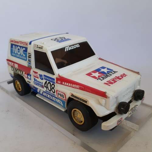 Tamiya Toyota Land Cruiser Static Kit built into a Slot Car