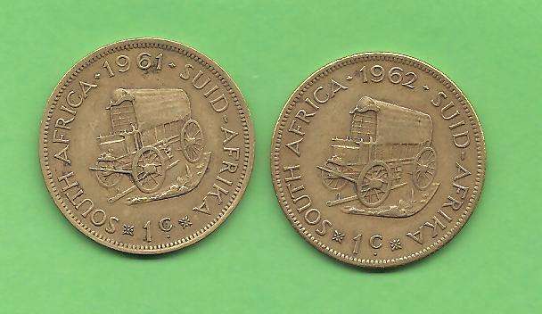Lot of 2 coins . 1961 & 1962 1 cent .