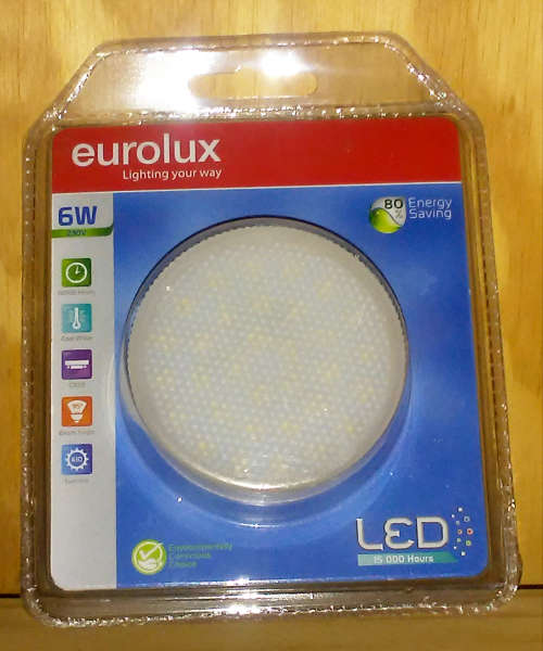Eurolux GX53 Led Reflector Globe. Cool White. 6W / 410 Lumens / 15000 Hours. For Bulkhead lights.