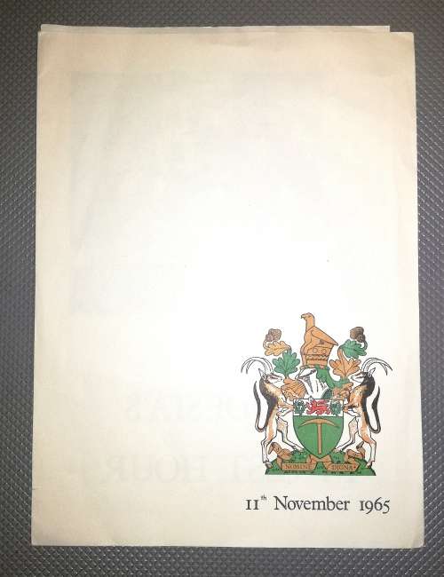 Rhodesian Declaration of Independence Copy of Original with Associated Articles