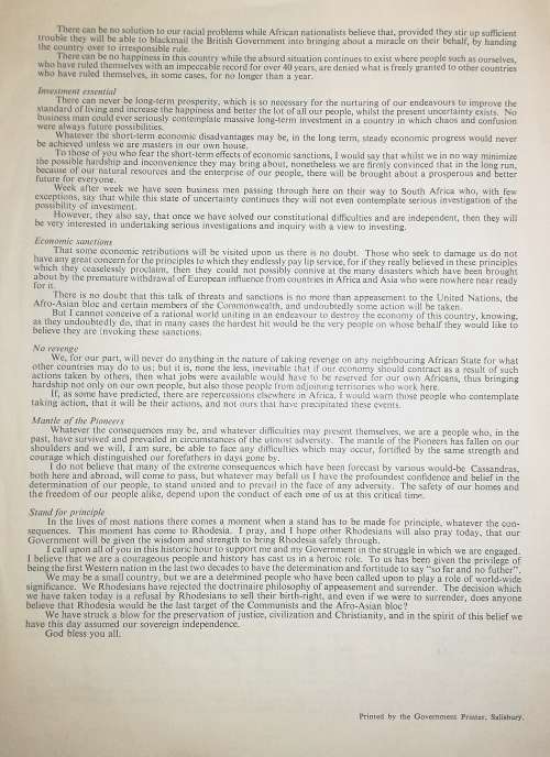Rhodesian Declaration of Independence Copy of Original with Associated Articles