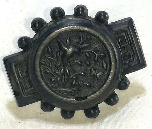 Antique Bakelite Mourning Brooch. 4cm Long x 3,5cm Diameter