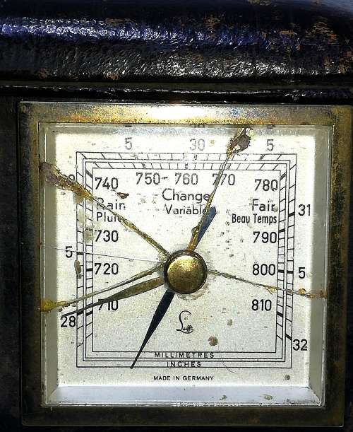 Vintage Mannie Bros, Johannesburg Clock, Thermometer and Barometer in Leather covered case