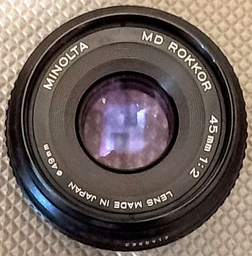 Minolta MD Rokkor Lens. 45mm, 1:2. Read description