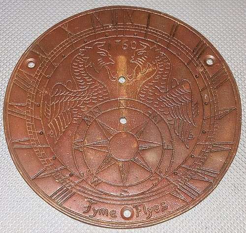Vintage Peerage England Solid Bronze Sundial Plate. 17.5cm Diameter