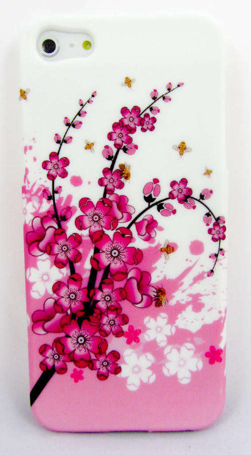 SOFT TPU GEL COVER CASE FOR APPLE IPHONE 5 - SAKURA (CHERRY BLOSSOM)