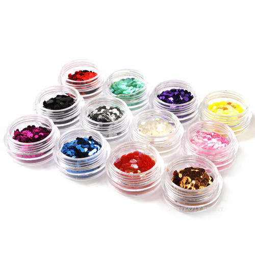 12 COLOR BIG HEXAGON GLITTER NAIL ART DECORATION