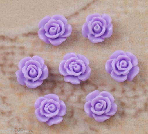10pcs PURPLE ROSE SHAPE RESIN FLAT BACK FOR ARTS & CRAFTS