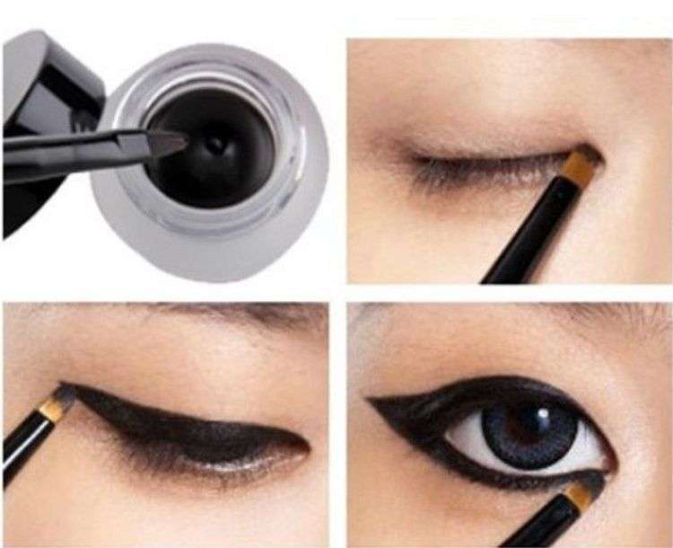 WATERPROOF EYE LINER GEL MAKEUP & BRUSH - BLACK