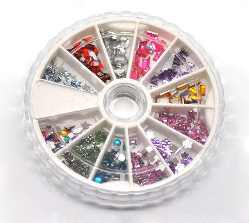 Wheel 800 Pcs Mixed Nail Art Tips Acrylic Rhinestone Decoration