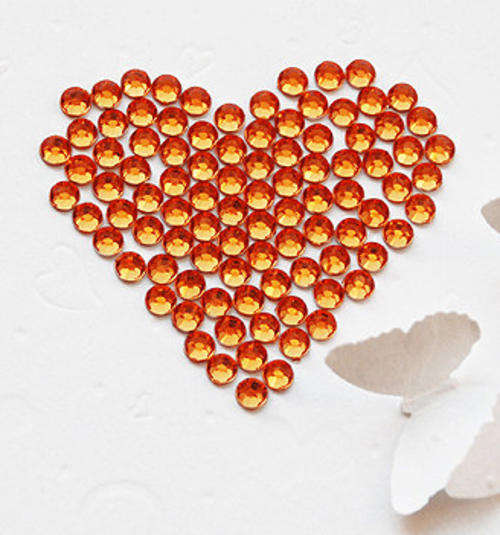 100 PCS 2 MM   ROUND ACRYLIC RHINESTONES NAIL ART & CRAFTS  FLAT BACK - ORANGE