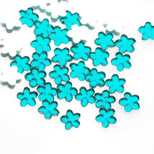 100PCS 3MM FLOWER RHINESTONES FOR NAIL ART  & CRAFTS - AQUA BLUE