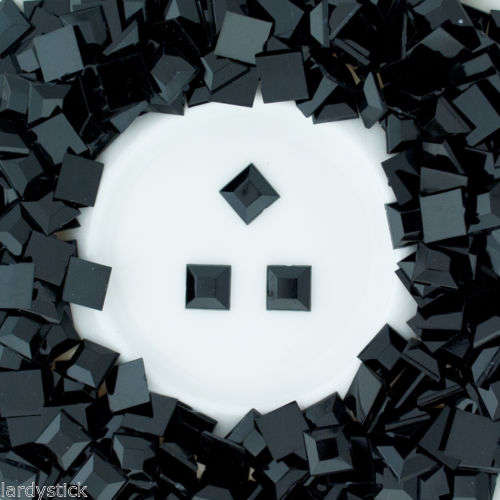 100  PCS 2 * 2 MM SQUARE ACRYLIC RHINESTONES NAIL ART & CRAFTS  FLAT BACK - BLACK