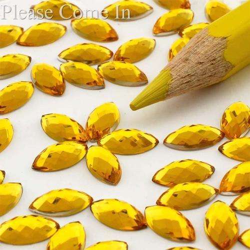 100PCS 2MM ELLIPSE RHINESTONES FOR NAIL ART  & CRAFTS - TOPAZ YELLOW