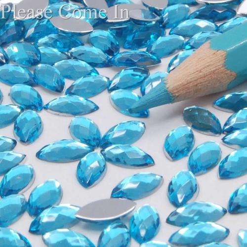 100PCS 2MM ELLIPSE RHINESTONES FOR NAIL ART  & CRAFTS - AQUA BLUE