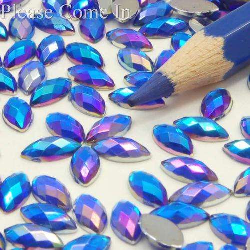 100PCS 2MM ELLIPSE RHINESTONES FOR NAIL ART  & CRAFTS - ROYAL BLUE