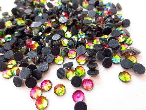 1 X GROSS (144 PCS) SS6 (2MM) IRON ON HOT FIX (HOTFIX)  FLATBACK RHINESTONE  - RAINBOW