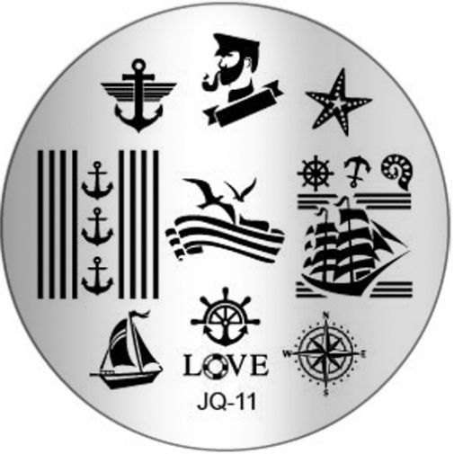 NAIL ART IMAGE STAMPING PLATE (JQ SERIES) - SAILOR ANCHOR LOVE