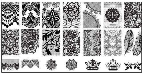 NAIL ART IMAGE STAMPING PLATE LACE STYLE BC03