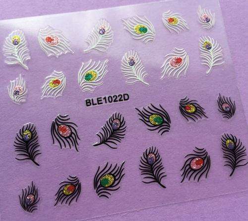 NAIL ART - GLITTER - STICKER - FEATHER