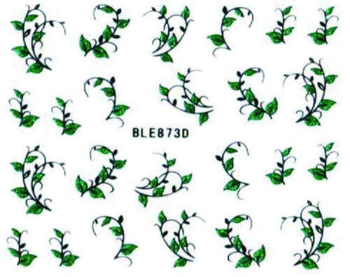 NAIL ART - GLITTER - STICKER - LEAVES