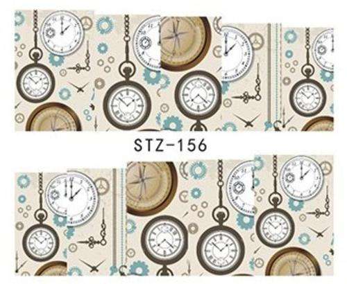 NAIL ART - WATER TRANSFER - CLOCK - STEAMPUNK