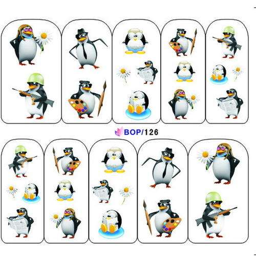 NAIL ART - WATER TRANSFER - PENGUIN