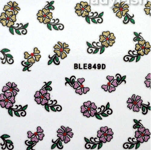 NAIL ART - GLITTER - STICKER - FLOWER