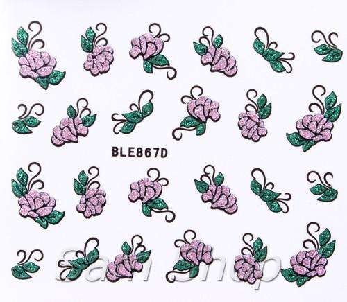 NAIL ART - GLITTER - STICKER - FLOWER