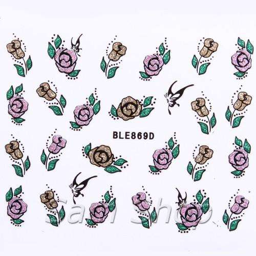 NAIL ART - GLITTER - STICKER - FLOWER