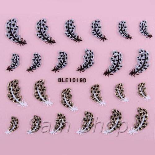 NAIL ART - GLITTER - STICKER - FEATHER