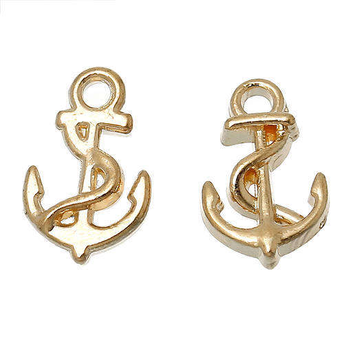 NAIL ART LIGHT GOLD ANCHOR CHARM - 2 PER PACK