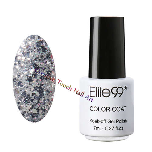 7ML ELITE99 SOAK OFF UV/LED COLOR GEL NAIL POLISH -SILVER BLING -1853