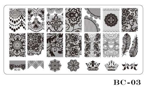 NAIL ART LACE STYLE IMAGE STAMPING PLATE (BC-SERIES)