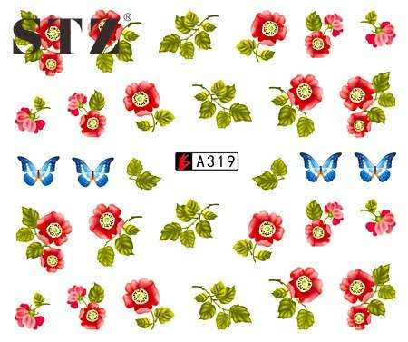 NAIL ART/WATER TRANSFER NAIL ART DECAL - FLOWER/BUTTERFLY