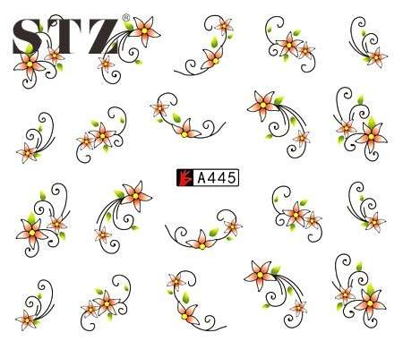 WATER TRANSFER NAIL ART DECAL - FLOWER/TWIRLS & SWIRLS