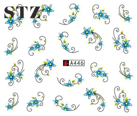 WATER TRANSFER NAIL ART DECAL - FLOWER/TWIRLS & SWIRLS